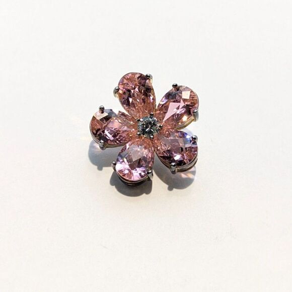 Glass Pink Flower Scatter Pin Brooch - Picture 5 of 12